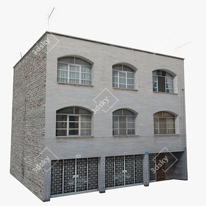 Realistic Low Poly Building Model 3D model image 1