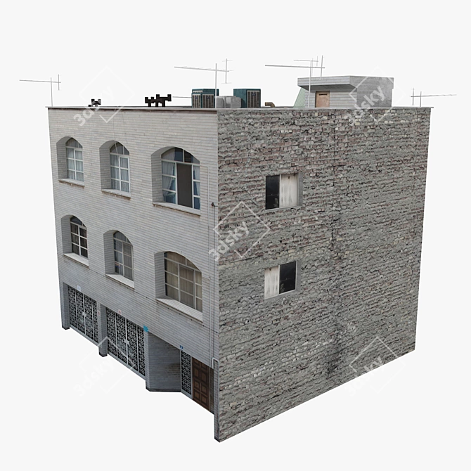 Realistic Low Poly Building Model 3D model image 2