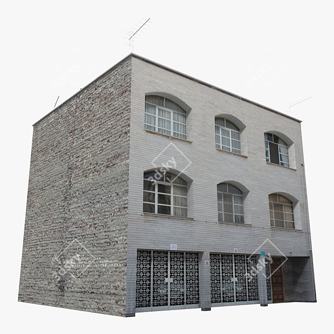 Realistic Low Poly Building Model 3D model image 4