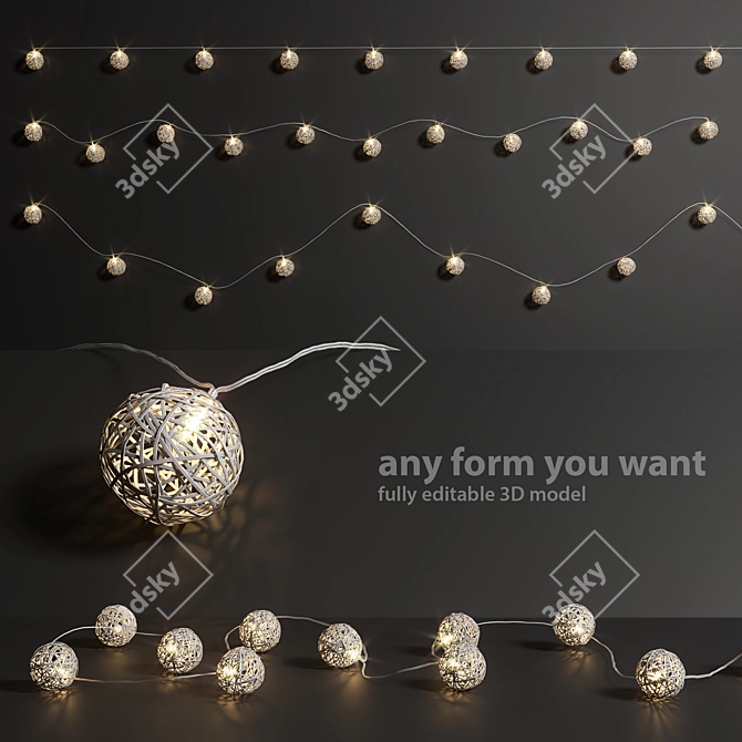 Adjustable Garland Lights Set 3: Versatile Indoor & Outdoor Decoration 3D model image 1