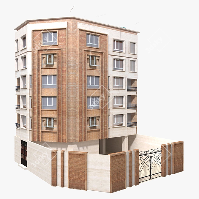 Realistic Low Poly 3D Building Model 3D model image 1