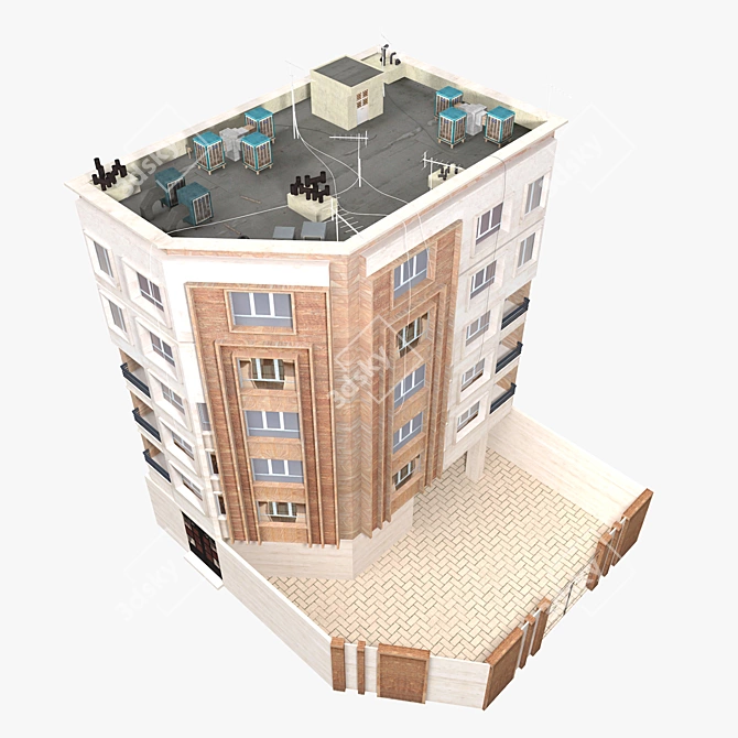 Realistic Low Poly 3D Building Model 3D model image 2