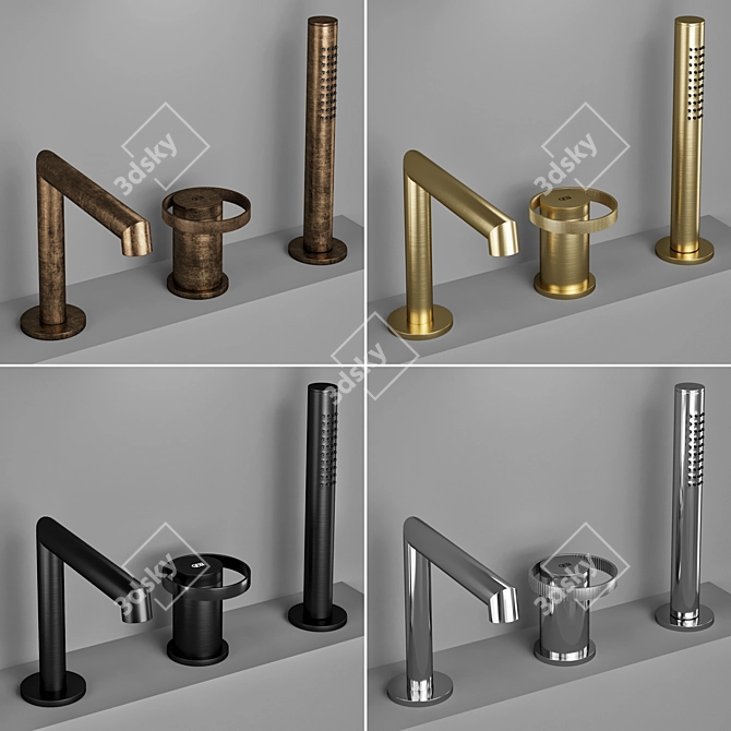 Gessi Anello Bathroom Faucet Set 3D model image 2