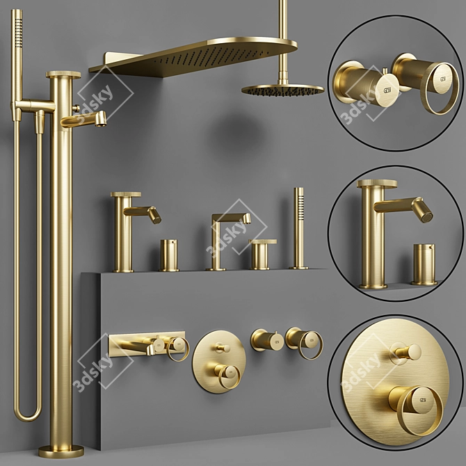 Gessi Anello Bathroom Faucet Set 3D model image 3