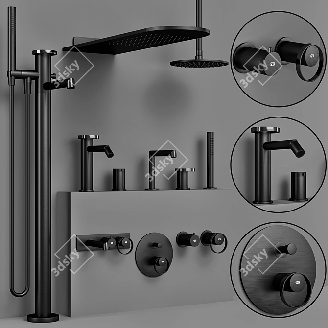 Gessi Anello Bathroom Faucet Set 3D model image 4