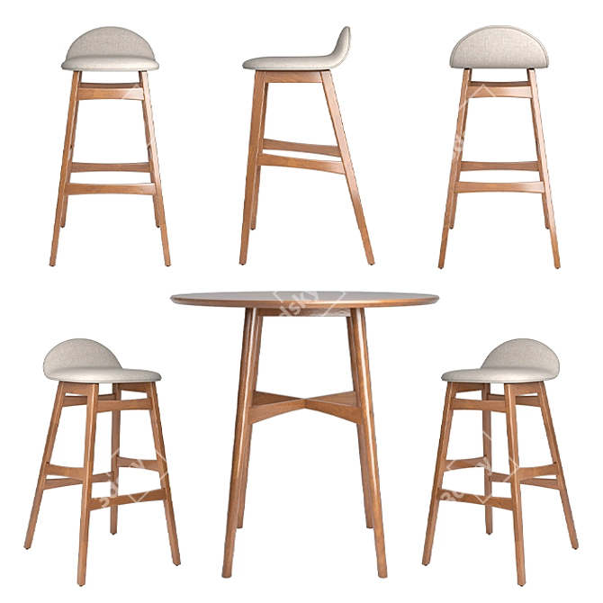 Elegant Miriam Bar Stool 3D model image 1