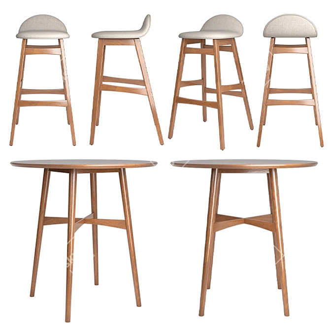 Elegant Miriam Bar Stool 3D model image 2