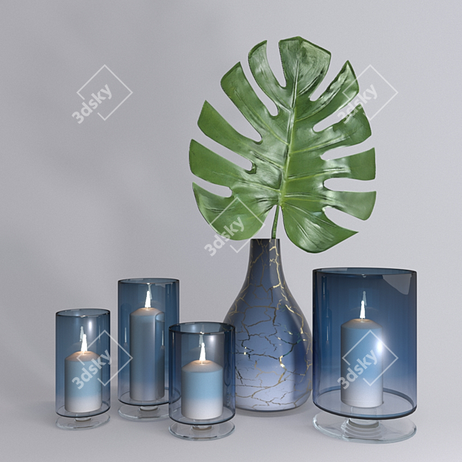 Elegant Candle Set 3D model image 1