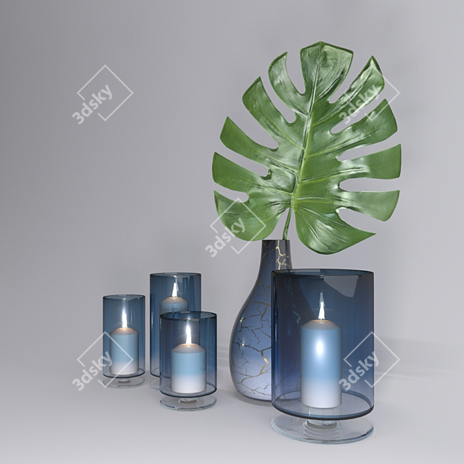 Elegant Candle Set 3D model image 2