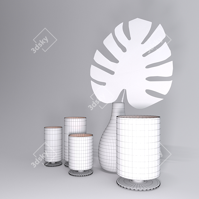 Elegant Candle Set 3D model image 4