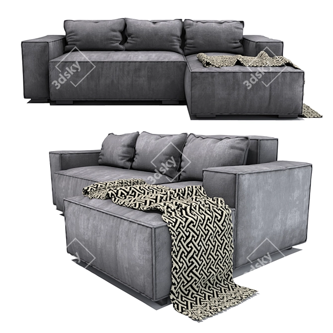 Modern Cozy Sofa with Plaid 3D model image 1