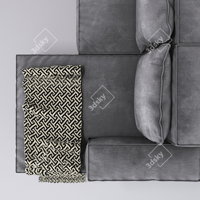 Modern Cozy Sofa with Plaid 3D model image 3