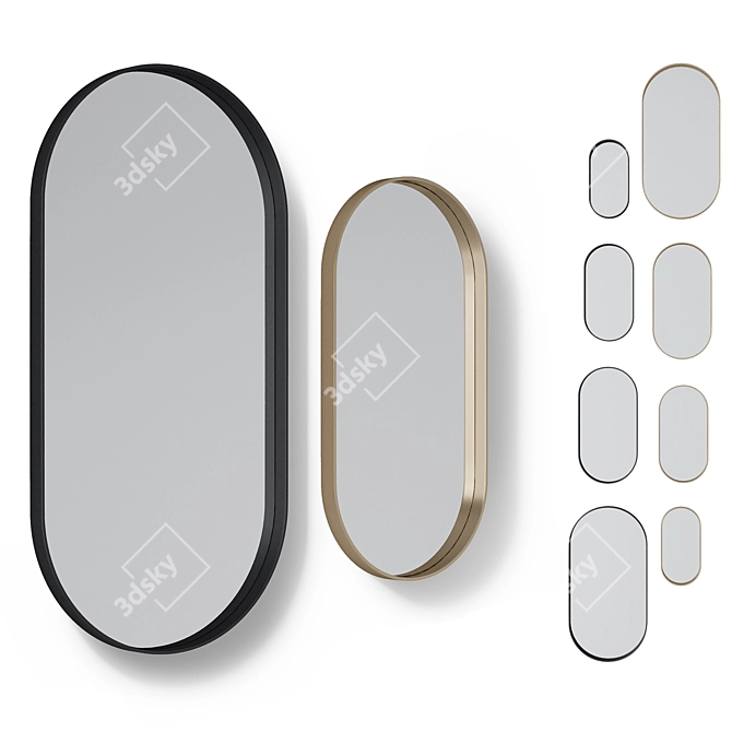 Oval Mirror Set - Multiple Colors & Sizes 3D model image 1