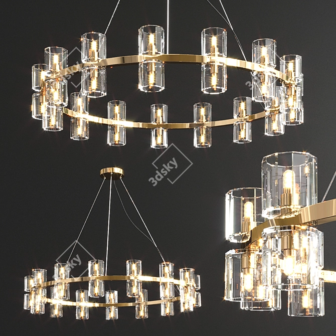 Elegant Crystal Chandelier: Exquisite Lighting 3D model image 1