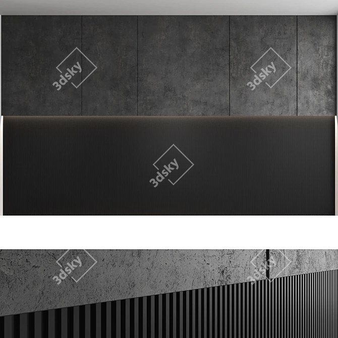 Title: Designer Concrete Wall Panels Kit 3D model image 3