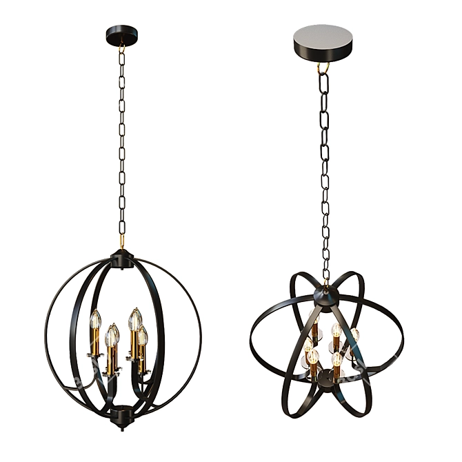 Elegant Glass Pendant Lamp 3D model image 2