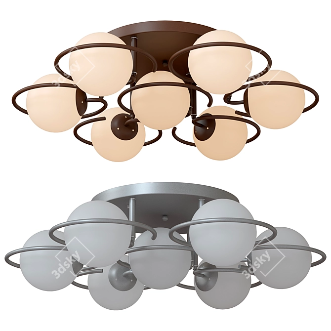 Modern Black and White Ring Chandelier 3D model image 2