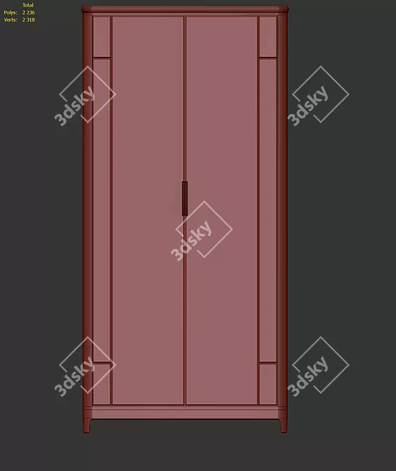 Modern Gladstone Oak Double Wardrobe 3D model image 2