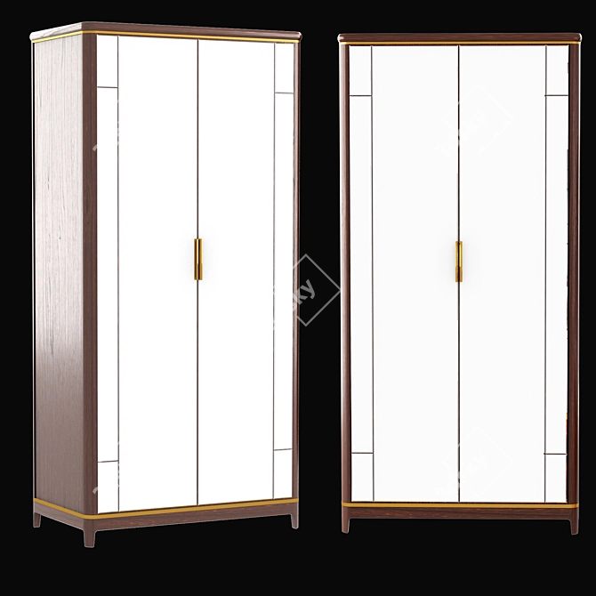 Modern Gladstone Oak Double Wardrobe 3D model image 3