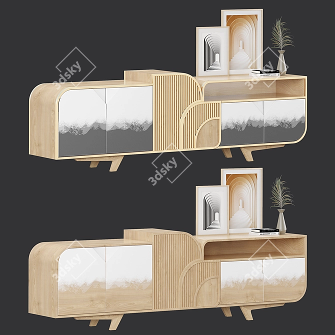 Elegant Sideboard & Decor Set 3D model image 2