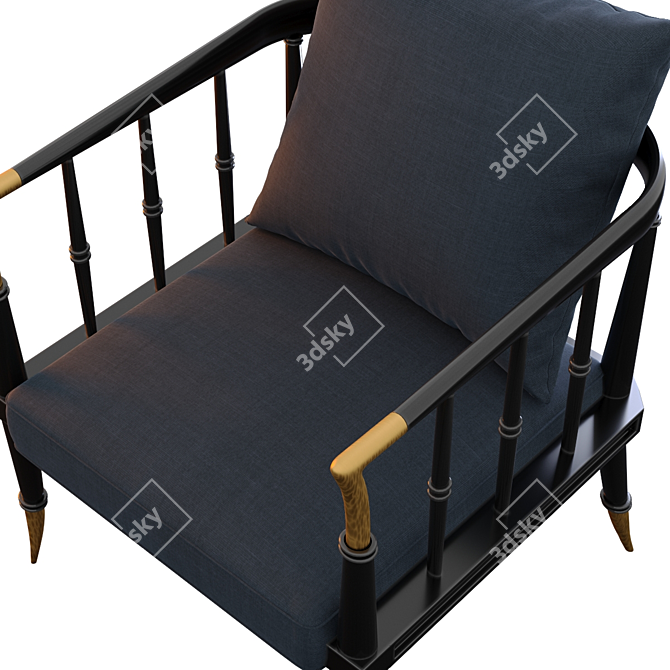 Vintage Brass-Accented Armchair 3D model image 3