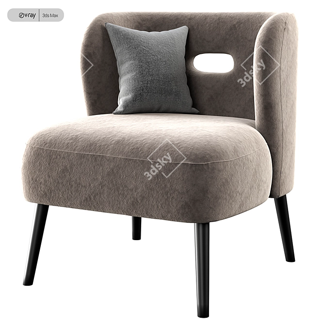 Sasha Espresso Velvet Chair 3D model image 1