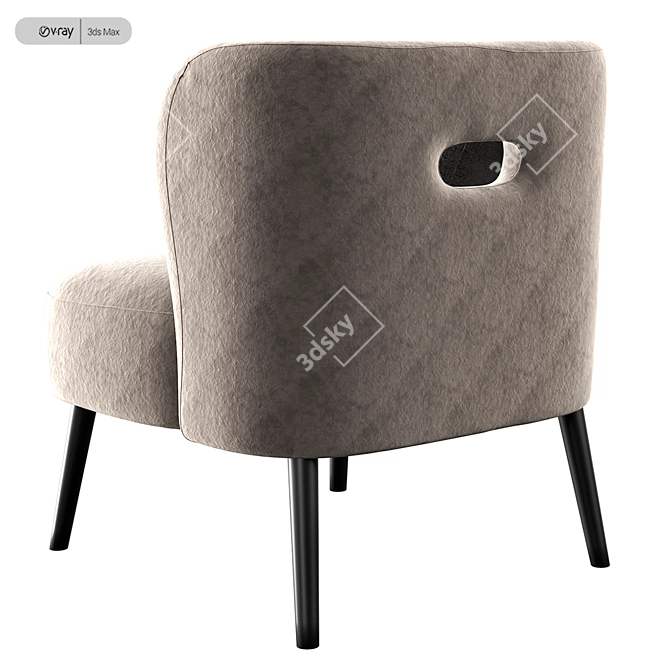 Sasha Espresso Velvet Chair 3D model image 3