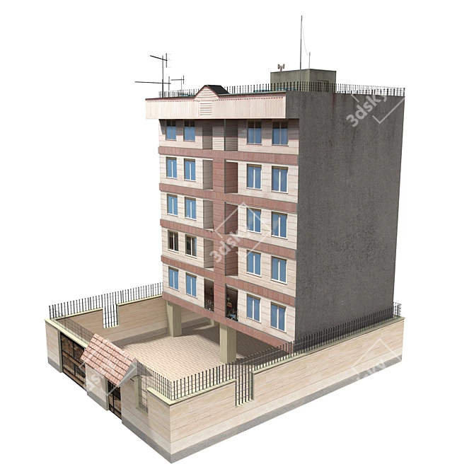 Realistic Low Poly Building Model 3D model image 2