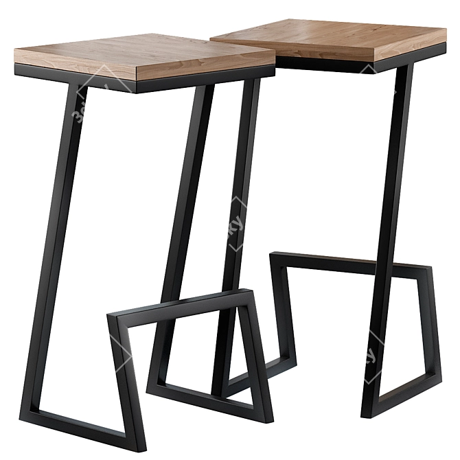 Sleek Loft Bar Stool 3D model image 1