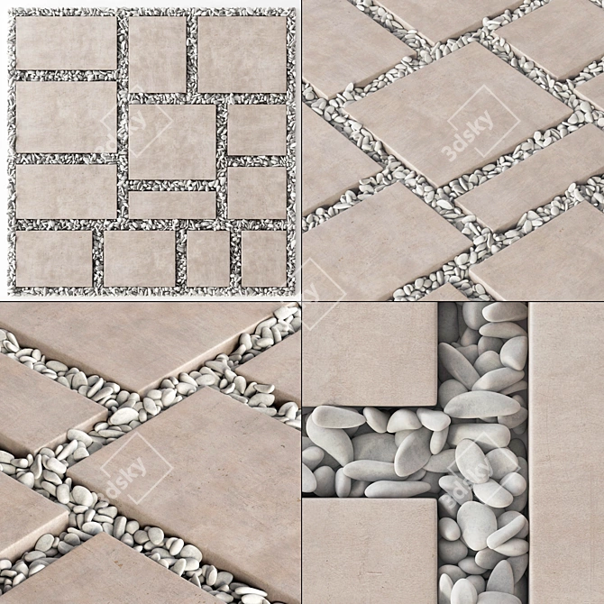 Smooth Pebble Paving Tiles 3D model image 1