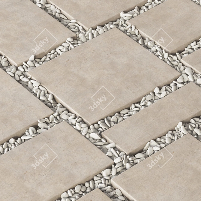 Smooth Pebble Paving Tiles 3D model image 2
