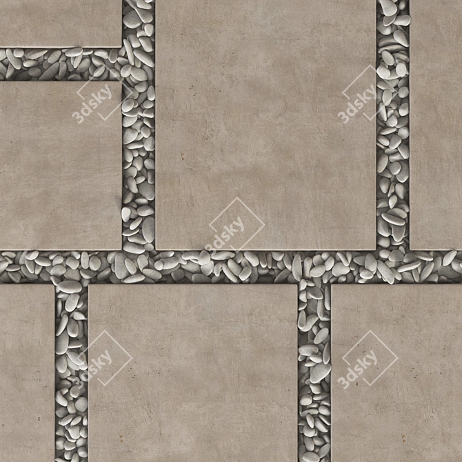 Smooth Pebble Paving Tiles 3D model image 3