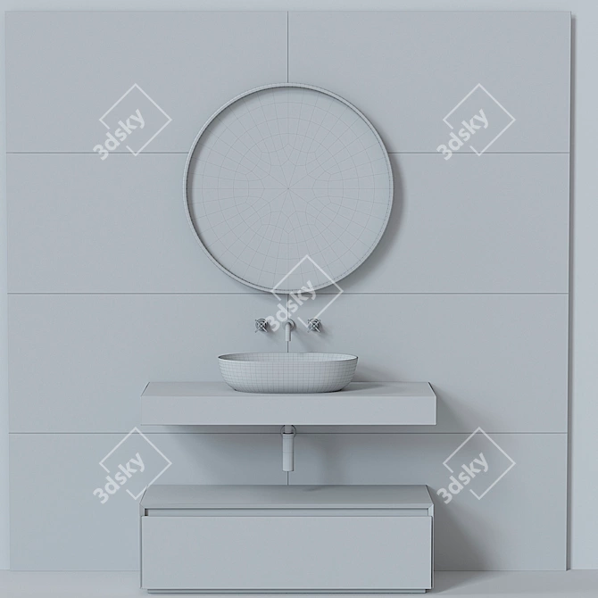 Modern Italian Bathroom Furniture 3D model image 8