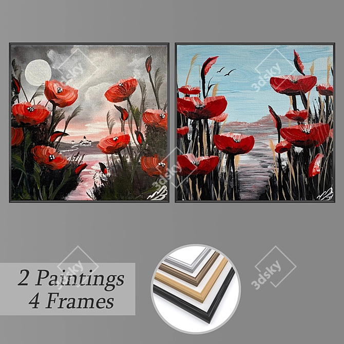 Elegant Wall Art Set with Multiple Frame Options 3D model image 1