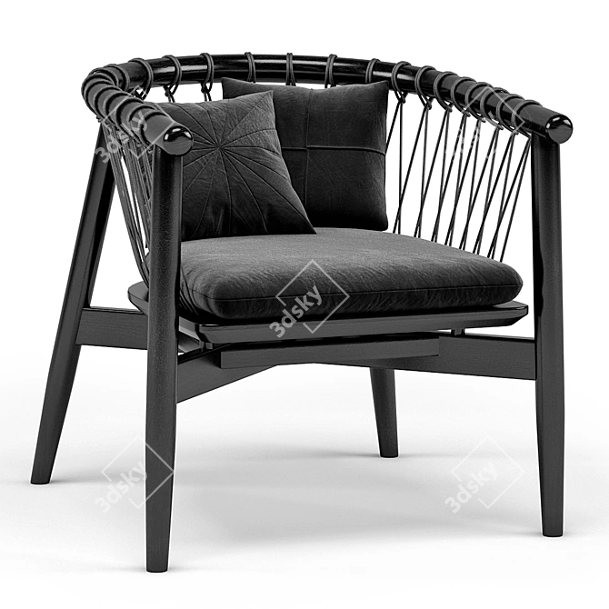 Elegant Noir Hector Chair: Polished Design 3D model image 1