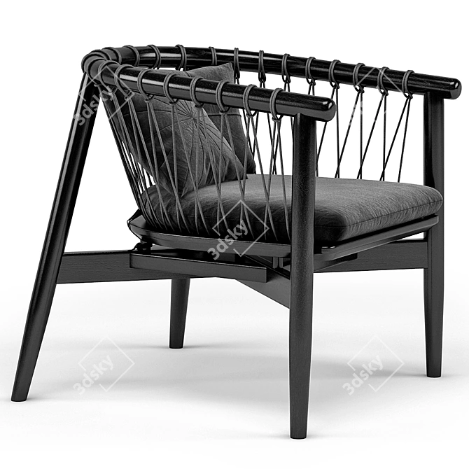 Elegant Noir Hector Chair: Polished Design 3D model image 2