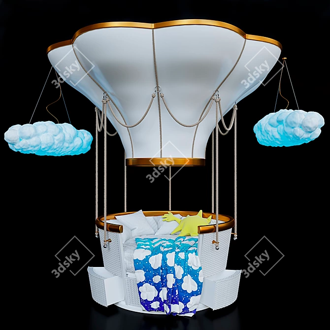 Fantasy Air Balloon Crib: Whimsical and Romantic Flight 3D model image 6