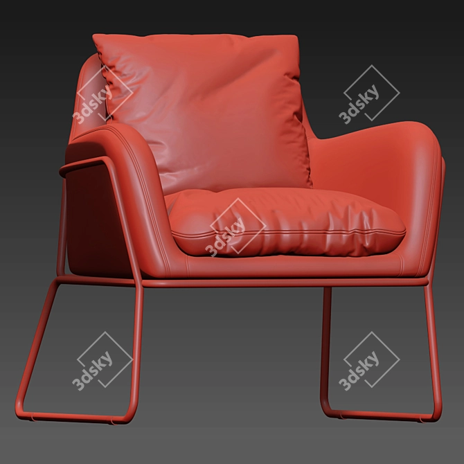 Gray Velvet Modern Accent Chair 3D model image 3