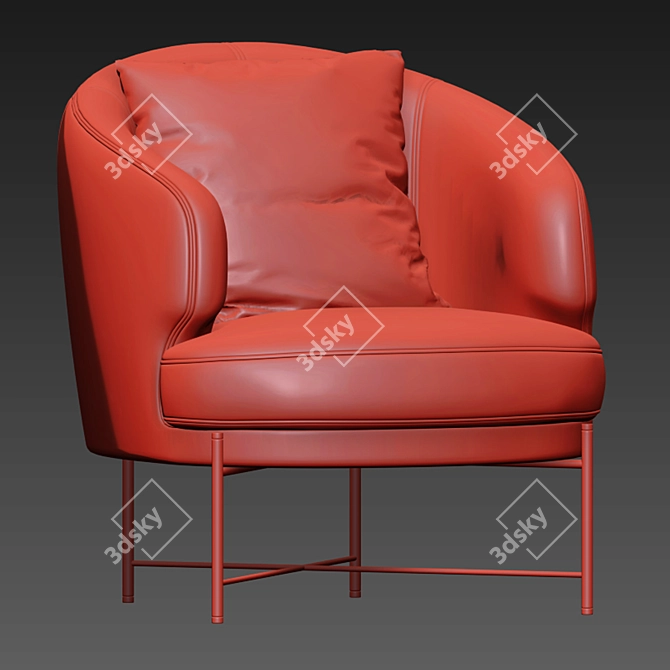 Elegant Emerald Velvet Accent Chair 3D model image 3