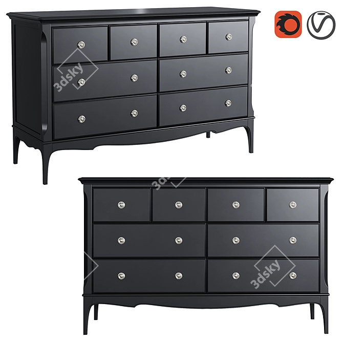 Venice 8-Drawer Chest: Stylish Storage Solution 3D model image 1