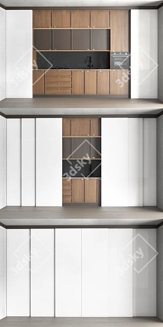 Sliding Hidden Kitchen Cabinet 3D model image 2