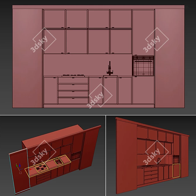 Sliding Hidden Kitchen Cabinet 3D model image 5