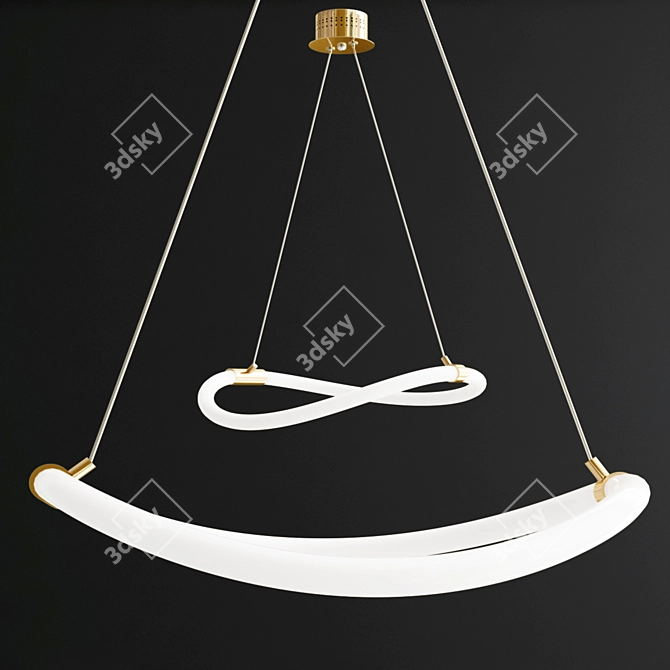 Elegant Brass LED Pendant 3D model image 1