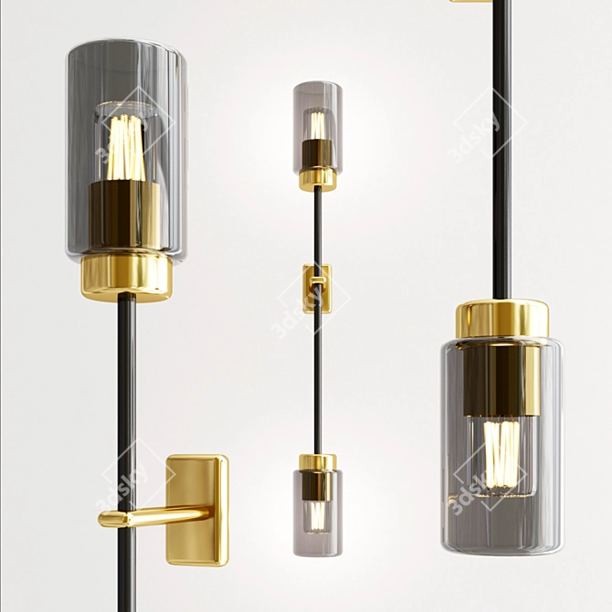 Modern Metal and Glass LED G9 Wall Sconce 3D model image 1