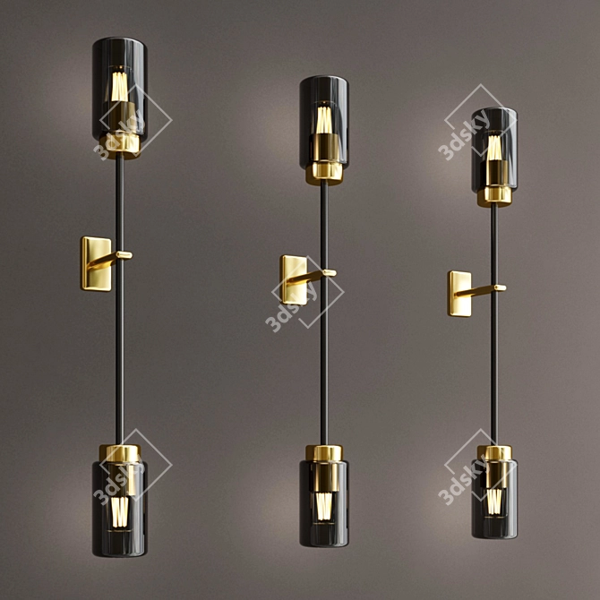 Modern Metal and Glass LED G9 Wall Sconce 3D model image 2