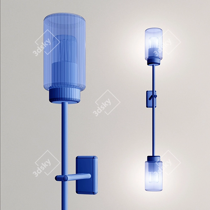 Modern Metal and Glass LED G9 Wall Sconce 3D model image 3