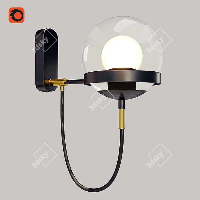 Dexter Glass Orb Wall Light: Sleek E27 Screw Fitting 3D model image 1