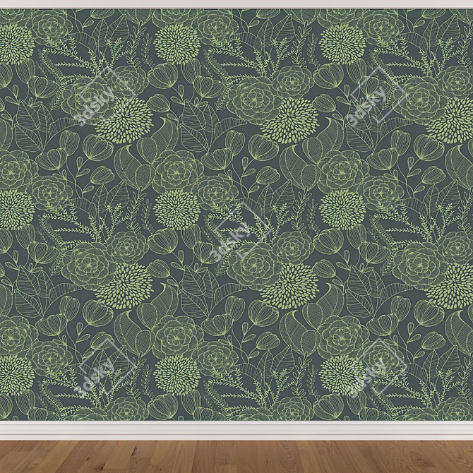 Seamless Wallpaper Set in 3 Colors 3D model image 2