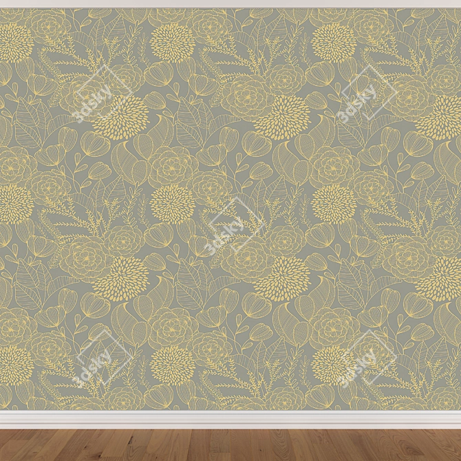 Seamless Wallpaper Set in 3 Colors 3D model image 4