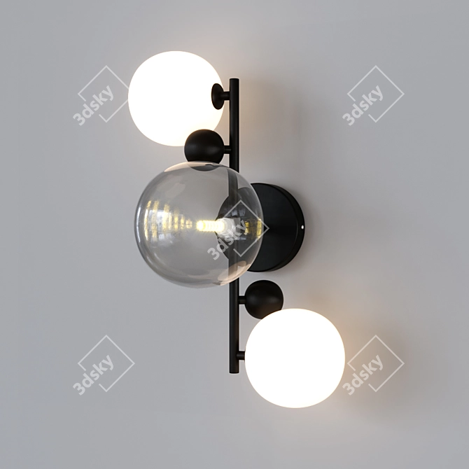 Modern Triple Glass Wall Sconce 3D model image 1